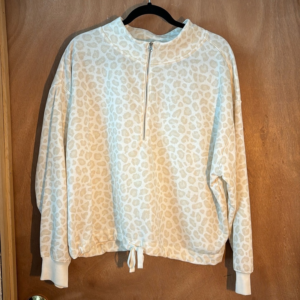 Old Navy size large leopard pull over quarter zip sweatshirt